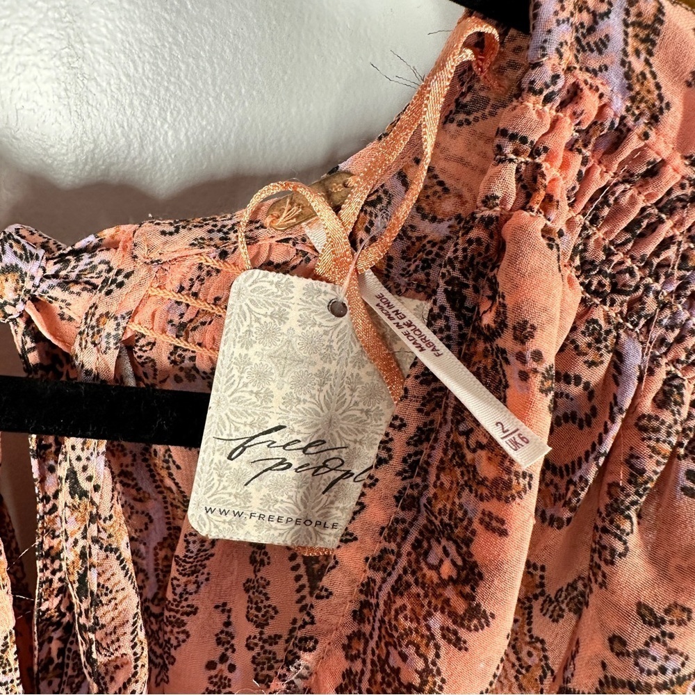 Free People Mirage Long Sleeve Pink Paisley Maxi Dress sz 2 - Picture 6 of 8